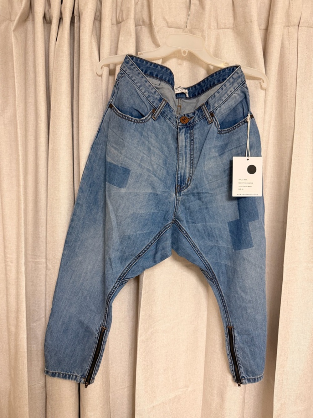 One Teaspoon - Kingpins Blue Drop-Crotch Patchwork Denim Pants